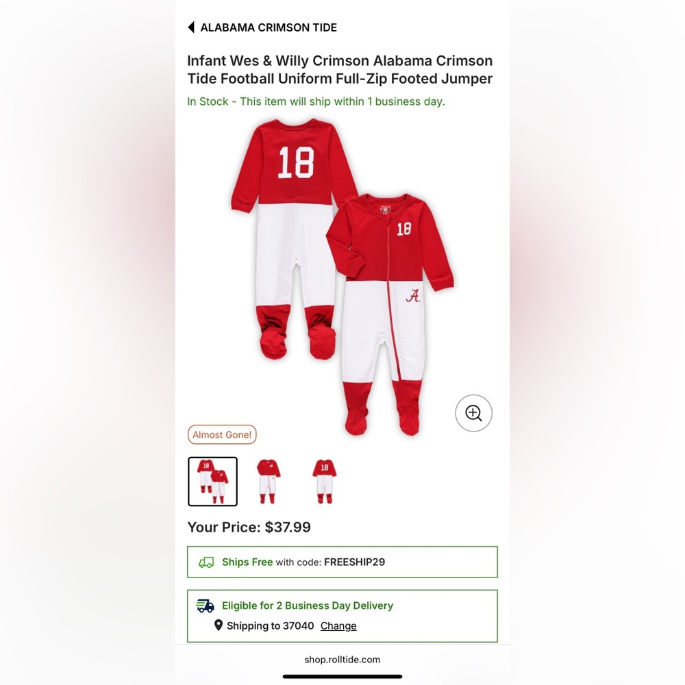 Alabama onesie jumper